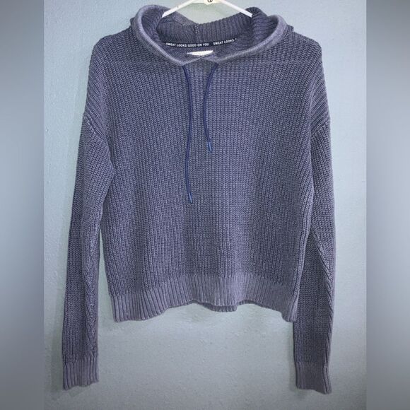 Offline aerie blue knit Hooded Women's oversized Sweater XS #736 - Picture 1 of 8